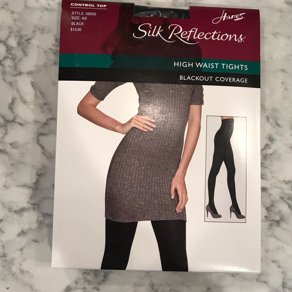 Hanes Silk Reflections black high waist tights
